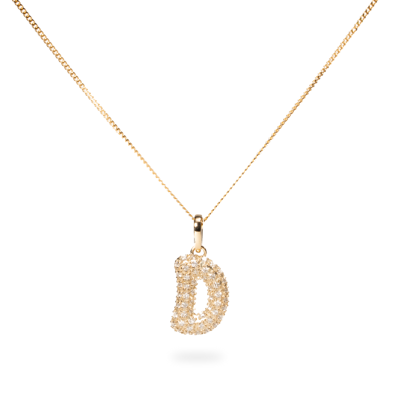 Pave Dome Letter D Necklace - PRMAL