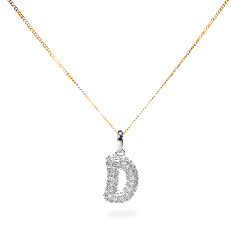 Pave Dome Letter D Necklace - PRMAL
