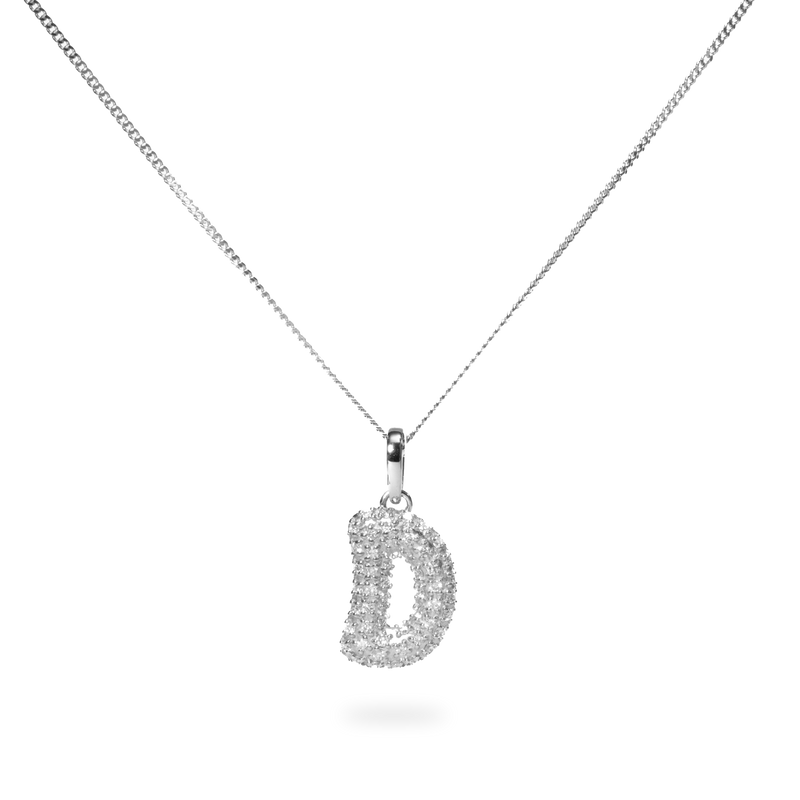Pave Dome Letter D Necklace - PRMAL