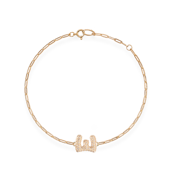 Pave Dome Letter E Trace Bracelet - PRMAL