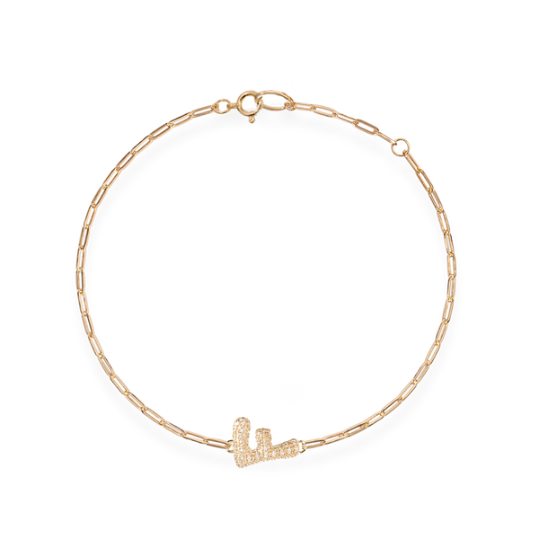 Pave Dome Letter F Trace Bracelet - PRMAL