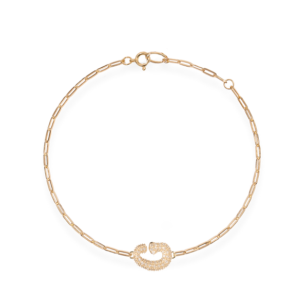 Pave Dome Letter G Trace Bracelet - PRMAL