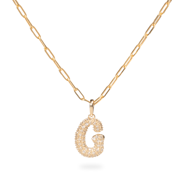 Pave Dome Letter G Necklace - PRMAL