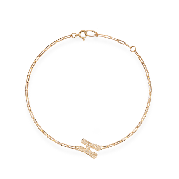 Pave Dome Letter H Trace Bracelet - PRMAL