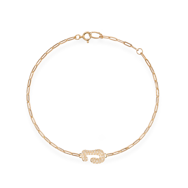 Pave Dome Letter J Trace Bracelet - PRMAL