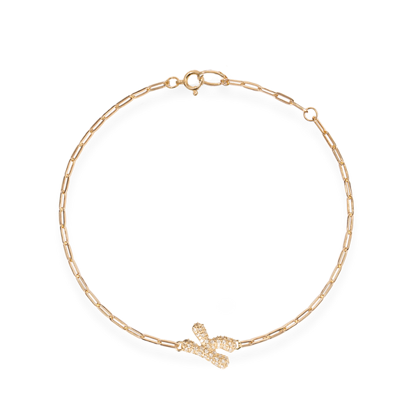 Pave Dome Letter K Trace Bracelet - PRMAL
