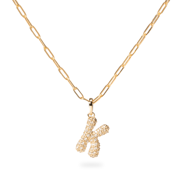 Pave Dome Letter K Necklace - PRMAL