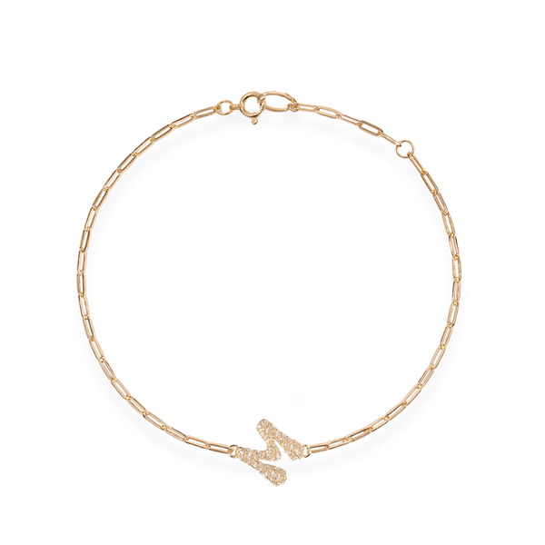 Pave Dome Letter M Trace Bracelet - PRMAL