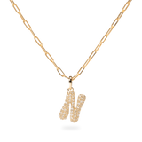 Pave Dome Letter N Necklace - PRMAL