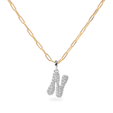 Pave Dome Letter N Necklace - PRMAL