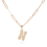 Pave Dome Letter N Necklace - PRMAL