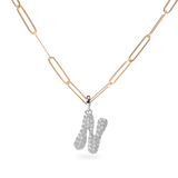 Pave Dome Letter N Necklace - PRMAL