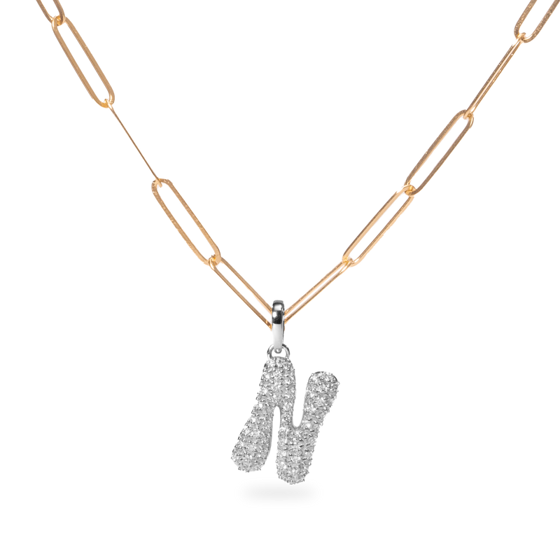 Pave Dome Letter N Necklace - PRMAL