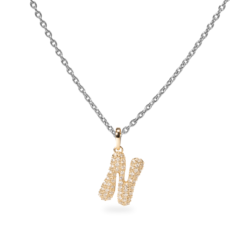 Pave Dome Letter N Necklace - PRMAL