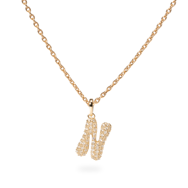 Pave Dome Letter N Necklace - PRMAL