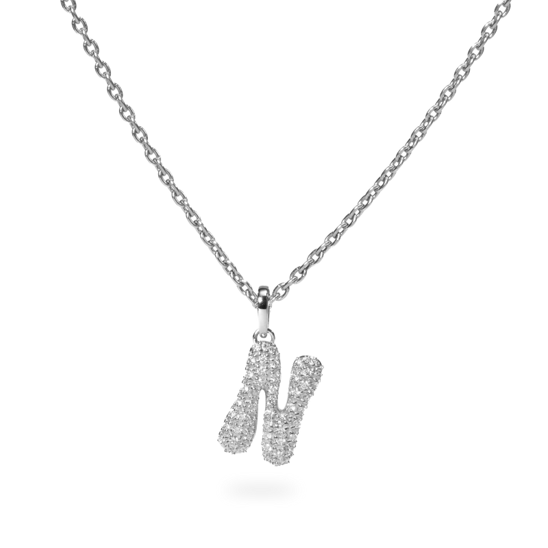 Pave Dome Letter N Necklace - PRMAL