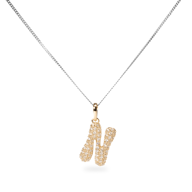 Pave Dome Letter N Necklace