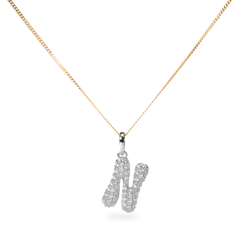 Pave Dome Letter N Necklace