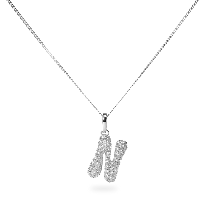 Pave Dome Letter N Necklace - PRMAL