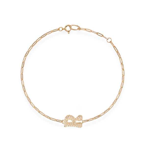Pave Dome Letter R Trace Bracelet - PRMAL