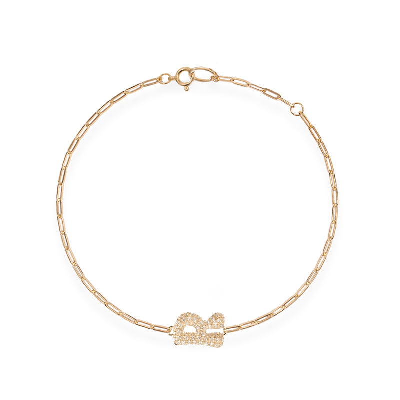 Pave Dome Letter R Trace Bracelet - PRMAL