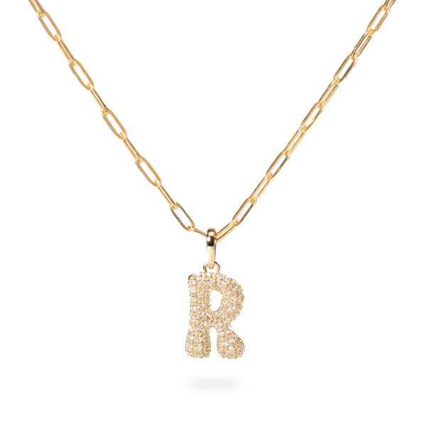 Pave Dome Letter R Necklace - PRMAL