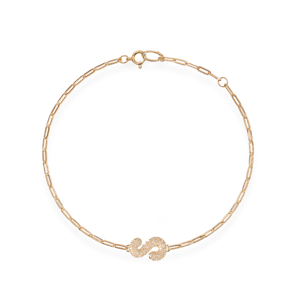 Pave Dome Letter S Trace Bracelet - PRMAL