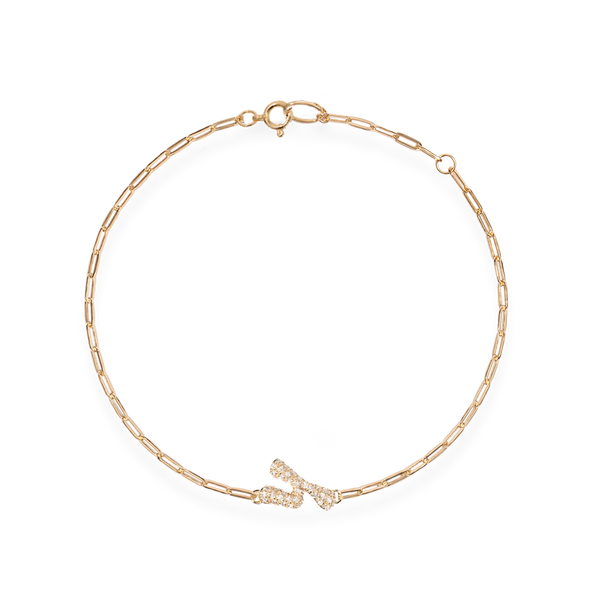 Pave Dome Letter Y Trace Bracelet - PRMAL