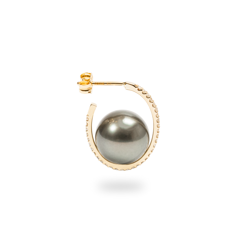 Black Pearl Oval Earring L - PRMAL
