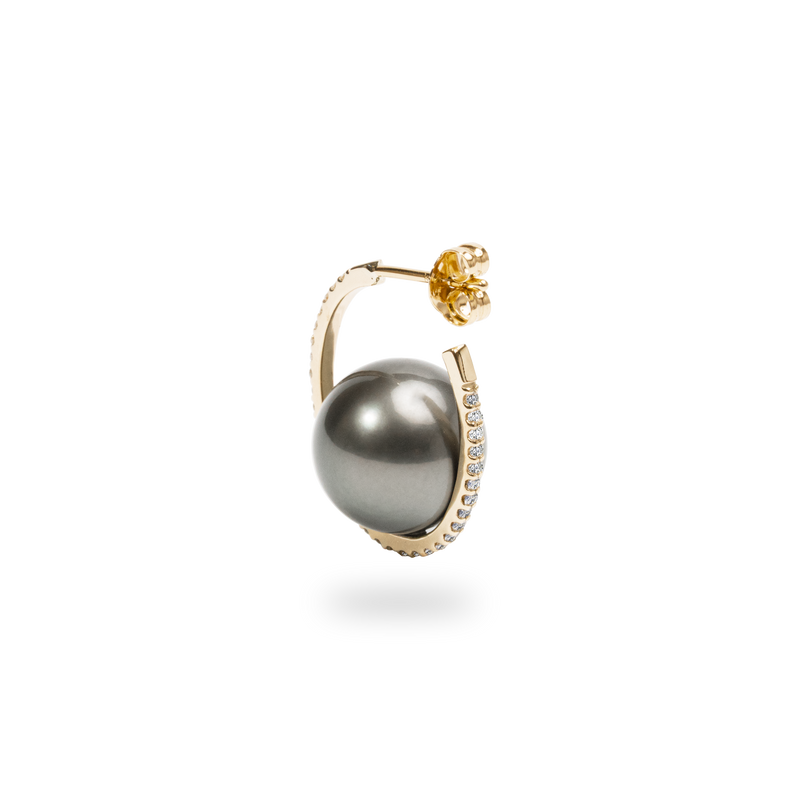 Black Pearl Oval Earring L - PRMAL
