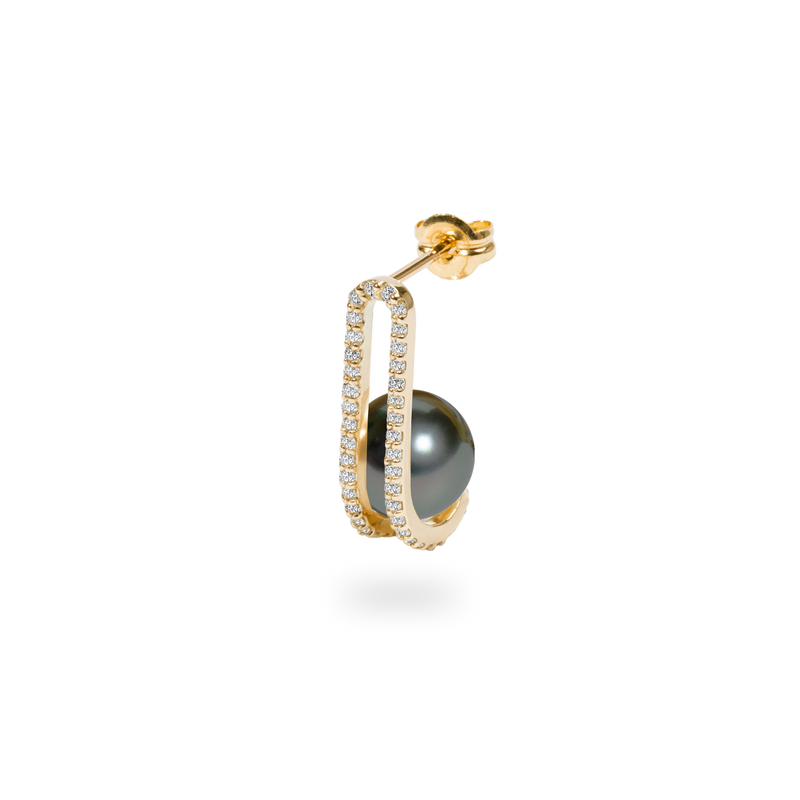 Double Lift Black Pearl Earring - PRMAL