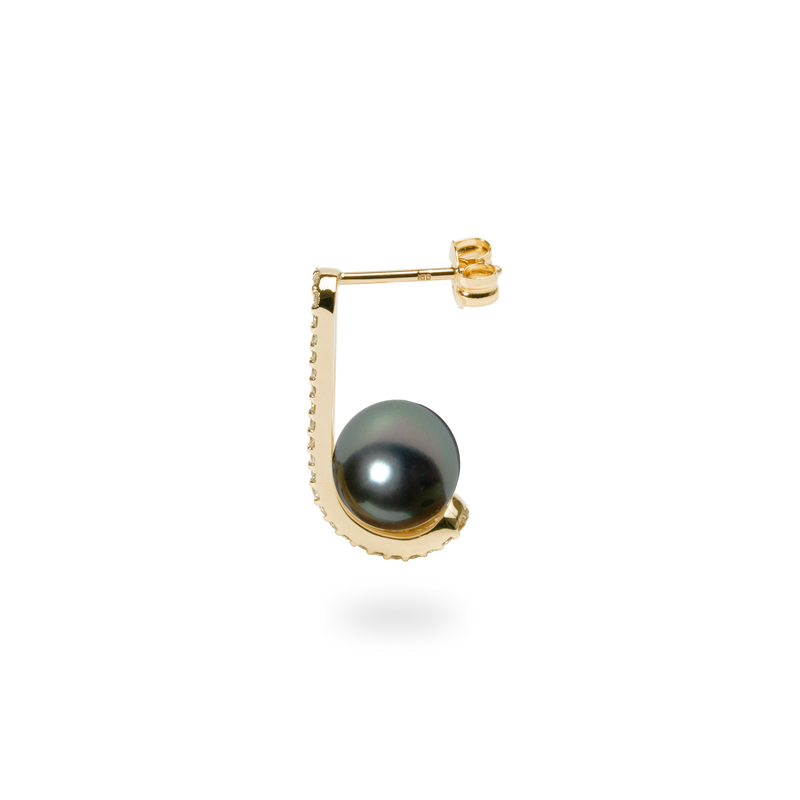 Double Lift Black Pearl Earring