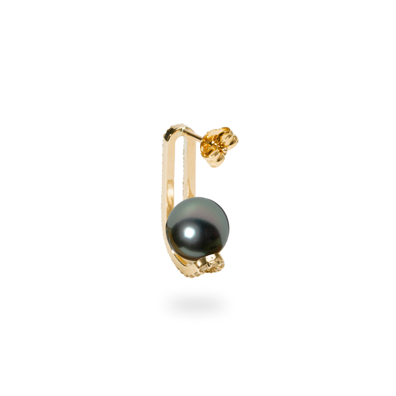 Double Lift Black Pearl Earring