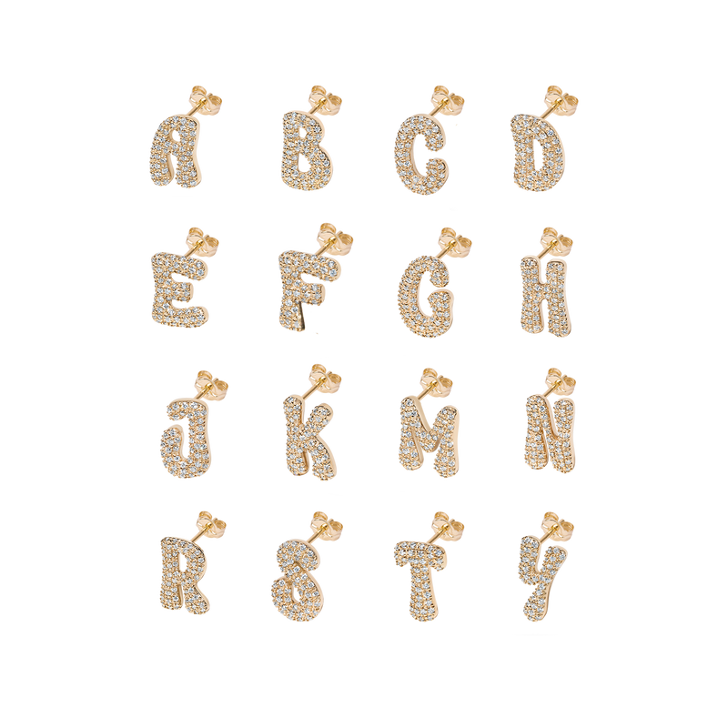 Pave Dome Letter Earring - PRMAL