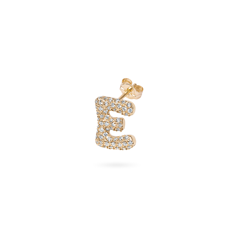 Pave Dome Letter E Earring - PRMAL