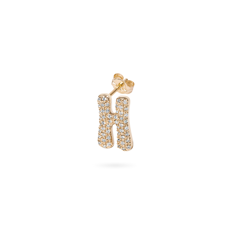 Pave Dome Letter H Earring - PRMAL