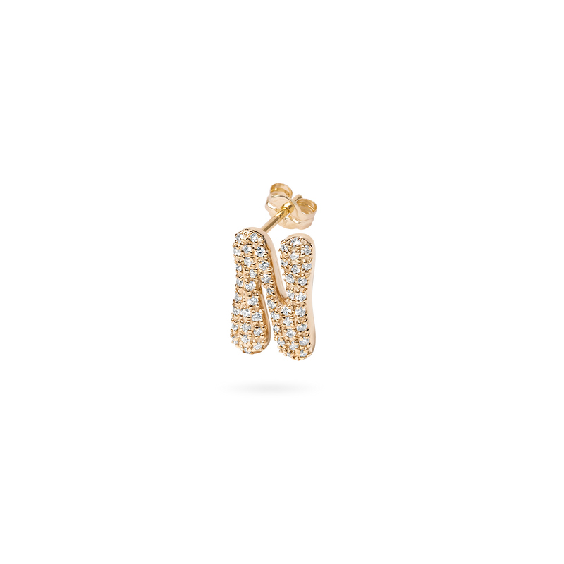 Pave Dome Letter N Earring - PRMAL