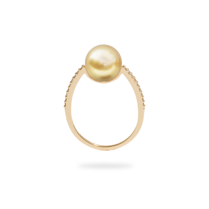 Golden Pearl Oval Ring