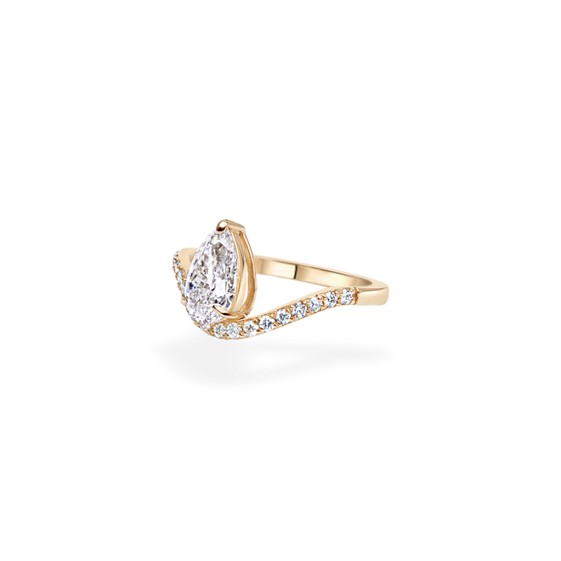 1ct Pear Wave Ring