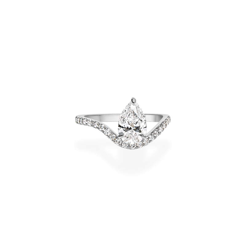 1ct Pear Wave Ring