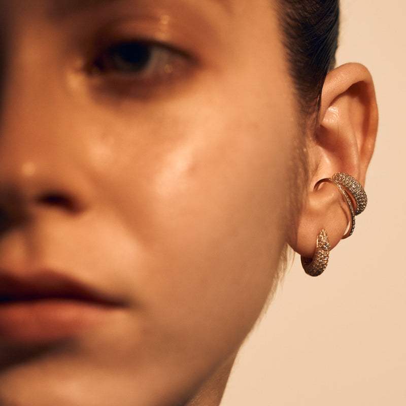 Drop Hoop Pave Earring M - PRMAL