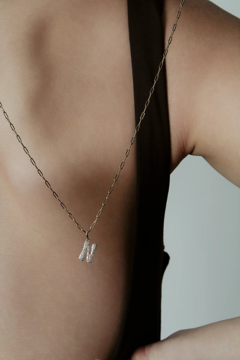 Pave Dome Letter Necklace - PRMAL