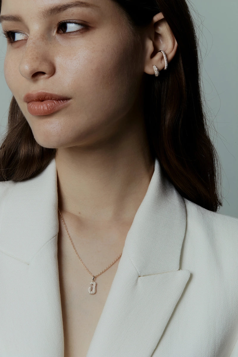 Pave Dome Letter B Necklace - PRMAL