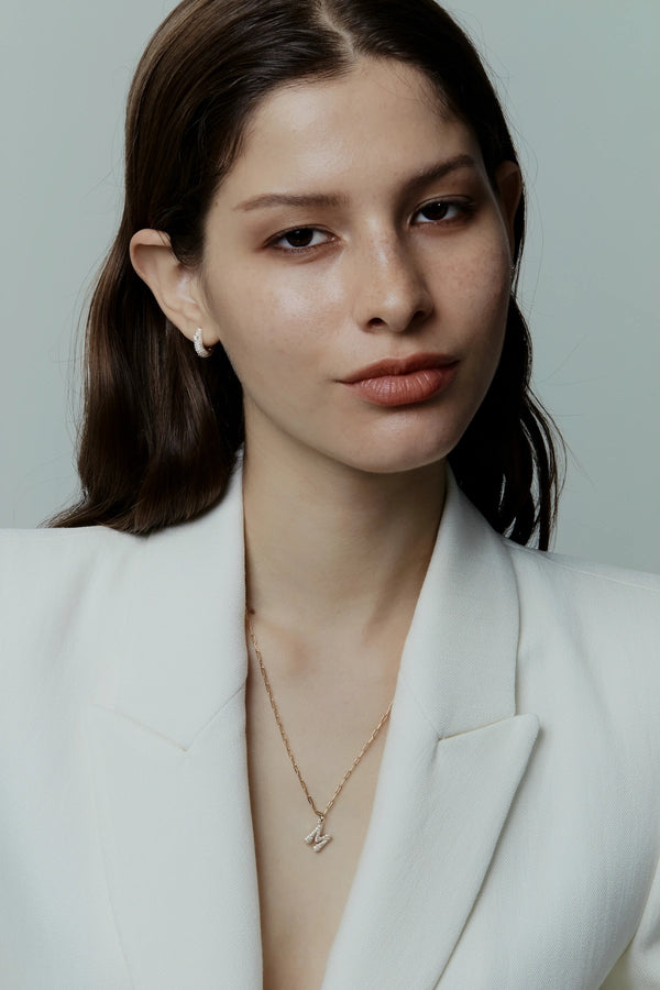 Pave Dome Letter D Necklace - PRMAL