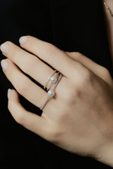 Petite Pearl Double Finger Ring - PRMAL
