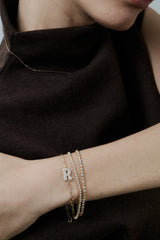 Pave Dome Letter E Trace Bracelet - PRMAL