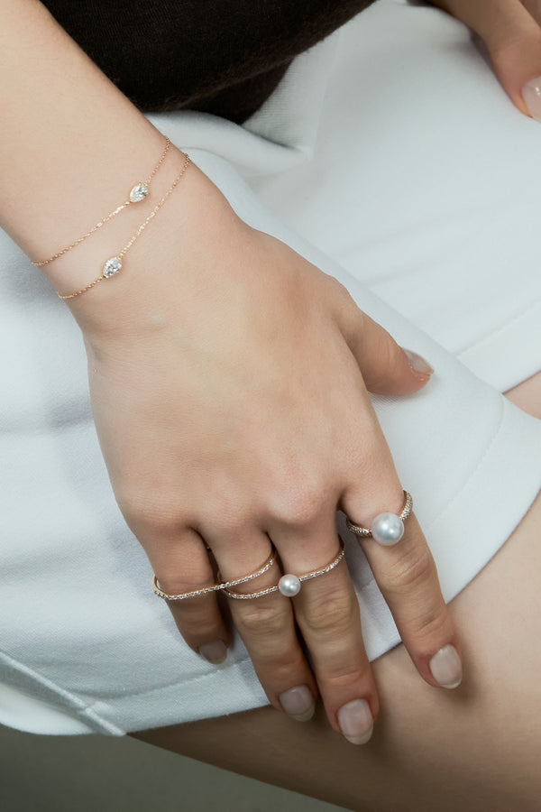 Petite Pearl Double Finger Ring - PRMAL