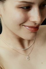 Pave Dome Letter D Necklace - PRMAL