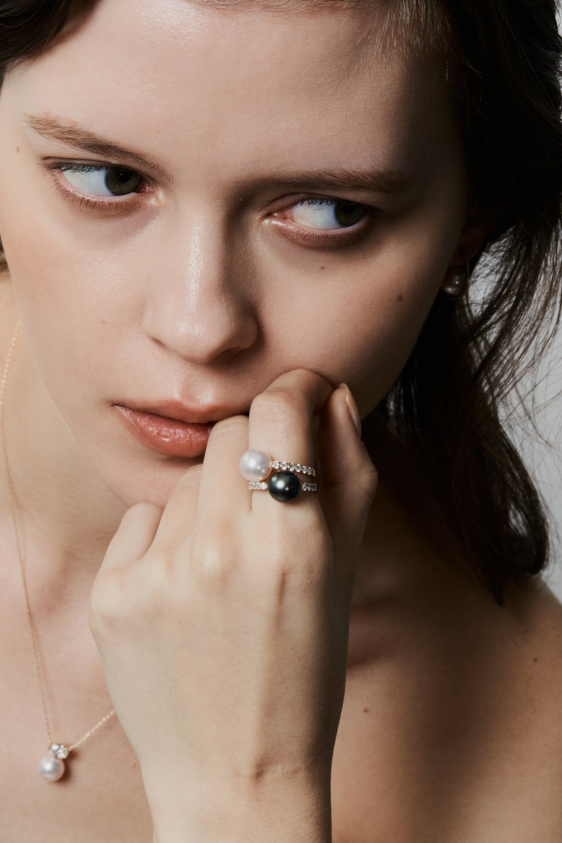 Black Pearl Oval Bold Ring - PRMAL