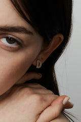 Pave Dome Letter D Earring - PRMAL